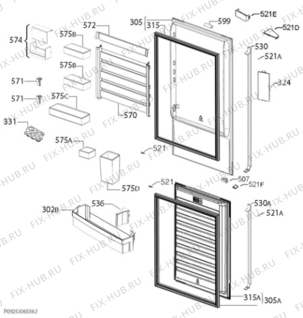 Взрыв-схема холодильника Aeg S83520CMWF - Схема узла Door 003